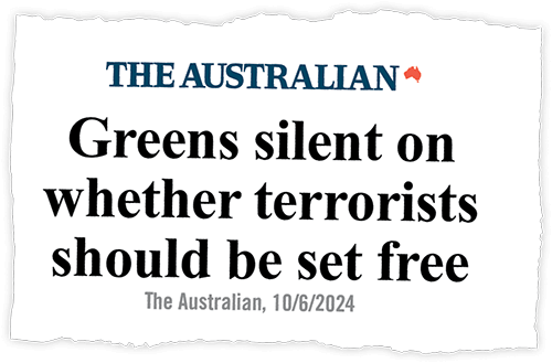 Greens silent on whether terrorists should be set free